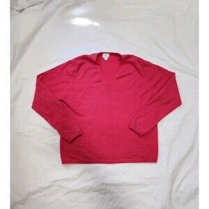 Apt 9 Sweater Womens Large Pink 100% Cashmere V-Neck Preppy Pullover Sz XL